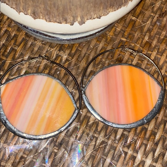 Psychedelic Vintage Inspired Stained Glass Hoops - Picture 5 of 6